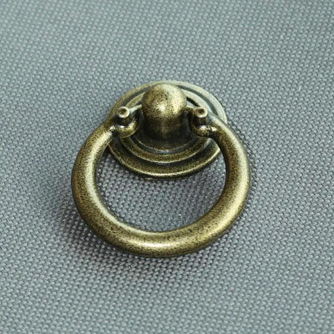 Antique Bronze Ring Drawer Pull Handle for Cabinets and Dressers, 1.5 Inch Length Ring Knob Style, Zinc Alloy Die Cast, Pack of 10