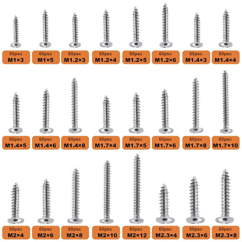 Must Have 1440 Pcs Mini Screws Self Tapping Phillips Pan Head Micro Screws For Small Electronics Sizes M1 Through M2 Variety