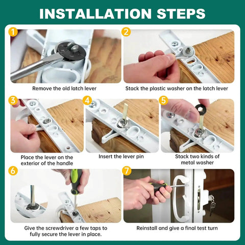 Installation steps for Sliding Patio Door Thumb Latch Lever Replacement Kit Two Pack Fits Jeld Wen And Prime Line Surface Mount