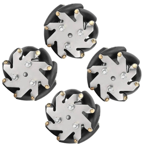 Mecanum Wheel Set For Robot Car 4 Pcs 48mm Steel Omni Directional Wheels Beefy Load Up To 3kg with Stable TPR Rollers