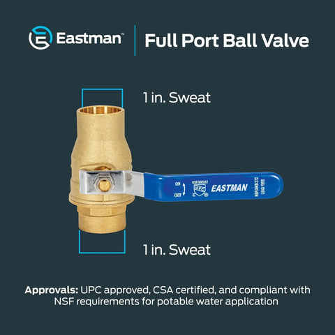 Heavy Duty Full Port Brass Ball Valve For 1 Inch Sweat Connections In Line Plumbing Fitting For Copper Piping