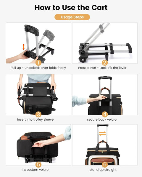 Step-by-step guide on using Three Way Carry Rolling Tote Bag With Detachable Dolly And Laptop Compartment for teachers and professionals.