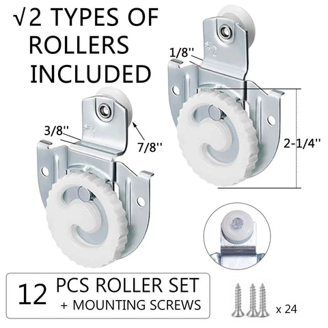 12 Piece Sliding Closet Door Hardware Kit With Rollers, Hangers, Knobs, Adjustable Hooks And 24 Screws, Galvanized Steel