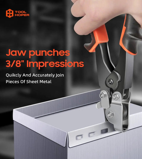 Snap Lock Punch And Gutter Crimping Tool For Sheet Metal And Gutters creating 3/8 inch impressions on metal edge