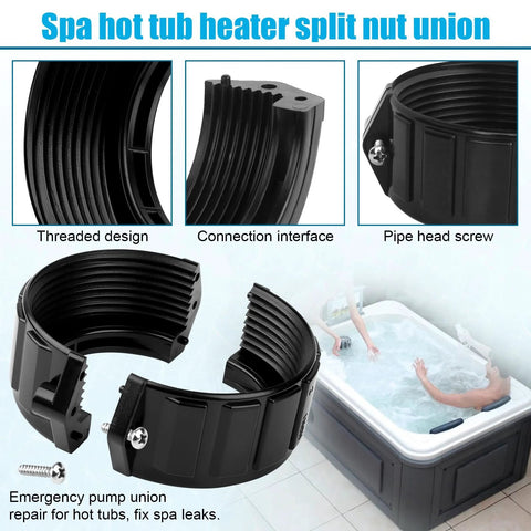 UASAM 2-inch spa heater split nut unions with screws and gasket, 2-pack for hot tub heater assemblies
