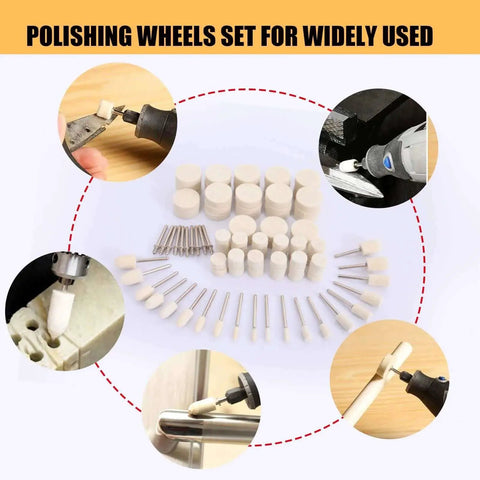 100Pcs Polishing Buffing Wheel Set For Dremel Rotary Tools With One Eighth Inch Shank Assorted Sizes For Metal Plastic Glass