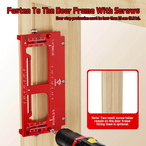Door Hinge Jig For Doors And Frames Pro Grade Upgraded Adjustable Mortise Width Aluminum Alloy Template Kit for Router in use