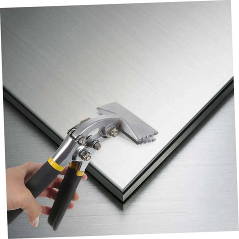 Metal Bending Pliers Form Edge Seamer Hand Seamer Tool For Standing Seam Roofing in use on metal panel