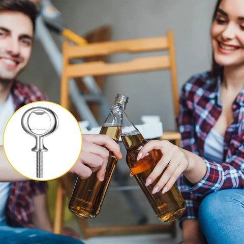 Couple enjoying drinks with Bulk 15 Piece Metal Bottle Opener Kit With Zinc Alloy Inserts For DIY Wood Turning And Craft Projects.