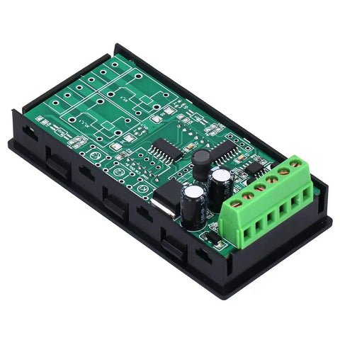 Close-up of circuit board for 4 Digit LED 7 Segment Display With Modbus RTU Over RS485 Serial Port for PLCs, 5 to 36V DC input.