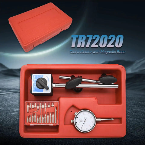 Dial Indicator With Magnetic Base And Point Precision Inspection Set, 0 To 1 Inch, in red case with accessories by NAKAO