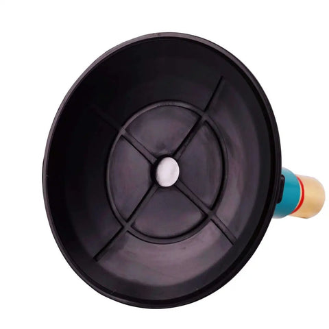 Close-up of the base of a Six-Inch Vacuum Suction Cup With Metal Handle, showing brass pump, designed for flat and curved surfaces.