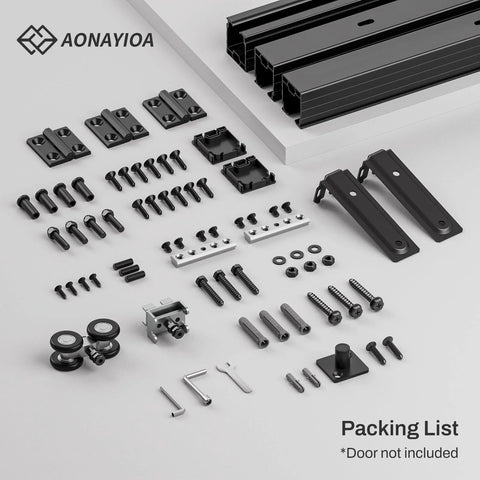 36 Inch Ceiling Mount Box Rail Hardware For Bifold Sliding Barn Doors Heavy Duty Aluminum Alloy Track Kit parts layout