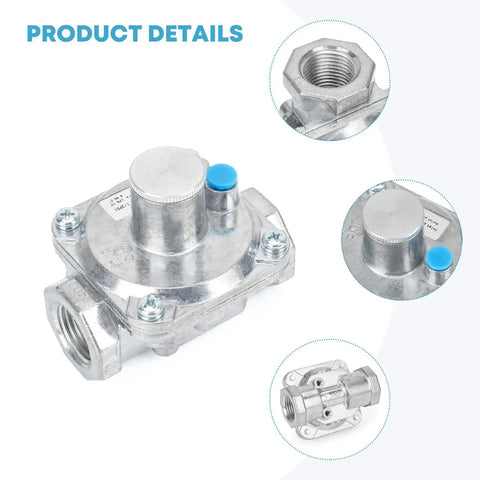 Gas Pressure Regulator For Liquefied Propane And Natural Gas With Five Inch Water Column Natural Gas Outlet And Ten Inch Water Column Propane Outlet, Heavy Duty Metal Construction For Safe, Leak Proof, Consistent Gas Flow Stanbroil with product details view.