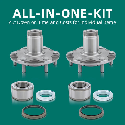 Two Front Wheel Hub Bearing Kits That Fit Toyota Tundra 2000 To 2006, Tacoma 1999 To 2004 2.7L, Sequoia 2001 To 2007 4.7L, And 4Runner 1996 To 2001 2WD With Lock Nut And Seal