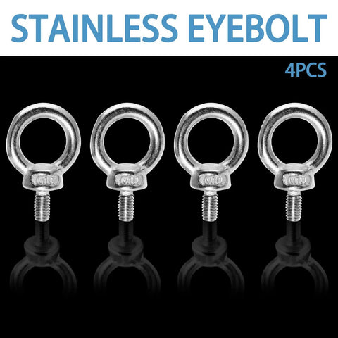Four Pack M10 Eye Bolts Stainless Steel 304 Rustproof Lifting Eyebolt Ring With Shoulder front view