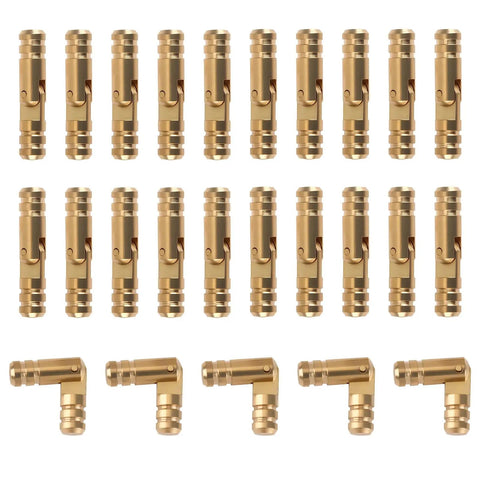 25 Pcs Small Brass Barrel Hinges for Wooden Boxes 135 Degree Folding Mini Hidden Cylinder Hinges for DIY Crafts Jewelry Boxes