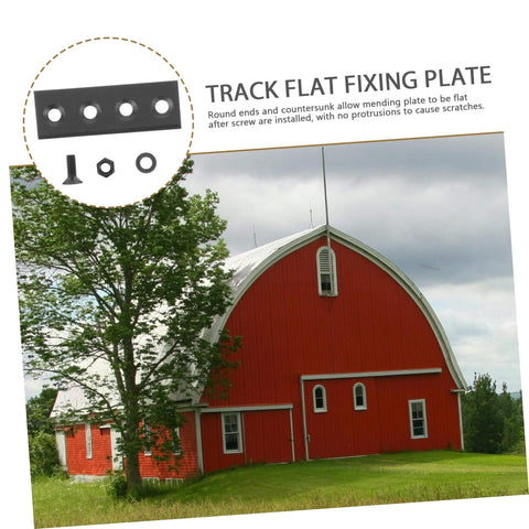 Barn Door Track Connector Kit One Set Joint Plate For Seamless Installation beside red barn and trees