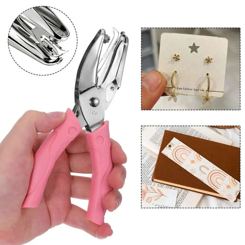 Star Shaped Hole Puncher With Soft Grip Handle Metal Single Hole Punch For Crafts Scrapbooks And Tags Durable Dope Pink Tool