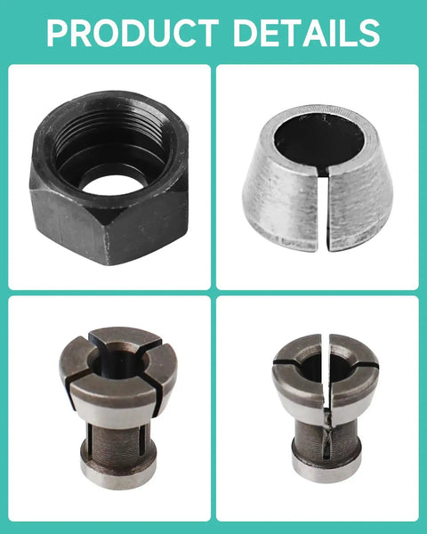 Collet Nut Kit Replacement For Makita Drills And Rotary Tools One Quarter Inch Six Point Three Five Millimeter Six Millimeter Compatible