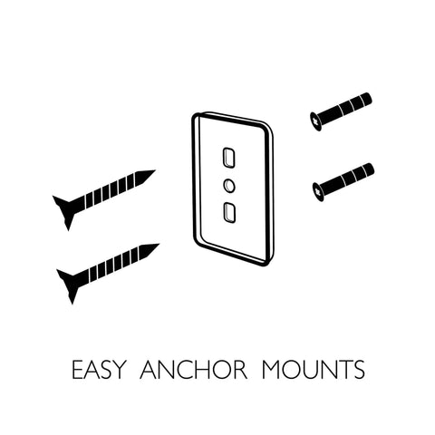 Diagram showing easy anchor mounts for interior door frame hinges 3-pack installation with screws and wall plugs.