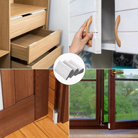 Wedge Shape Window and Door Weather Stripping Seal for Exterior Front Door, 118-Inch Black Foam Gap Filler on wood and cabinet fittings