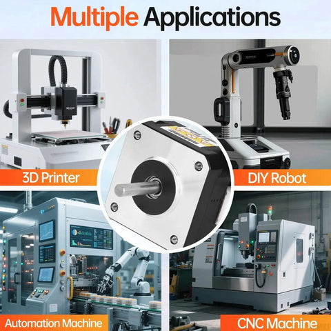 10 Pack Nema 17 Stepper Motors 2 Phase 1.8 Degree 0.26 Nm Beefy High Torque Bipolar in 3D printer, robot, CNC machine applications
