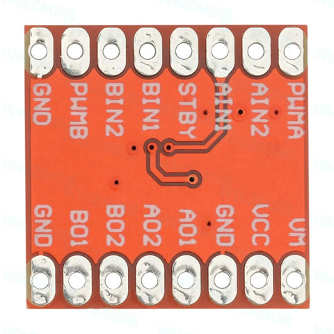 Four Pack TB6612FNG Dual Motor Driver Board Module, compact, red circuit board for Arduino Raspberry Pi ESP32 STM projects.