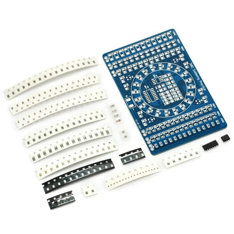 DIY SMD SMT Welding Practice Soldering Skill Training Board With Water Lamp Circuit Demonstration And Backside Ruler For Easy Component Measurement Pro Grade Soldering Kit For Electronics Nerds And Hobbyists 3 To 12V