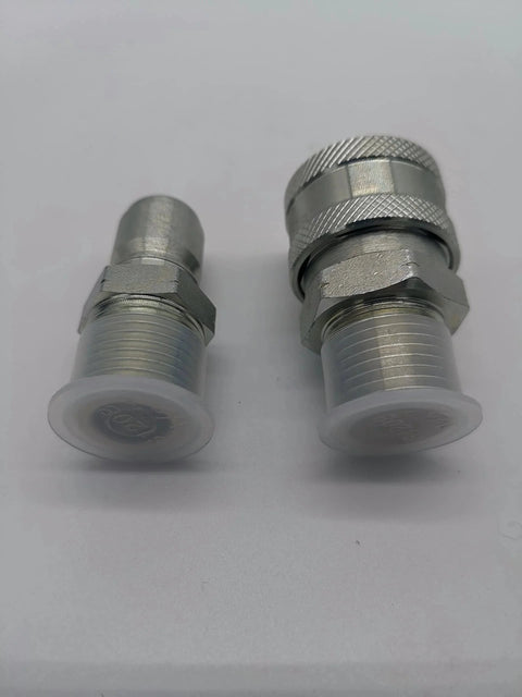 Stainless Steel Quick Connect Kit for Pressure Washer Half Inch NPT Male Thread Fittings 5000 PSI Two Piece Set front view