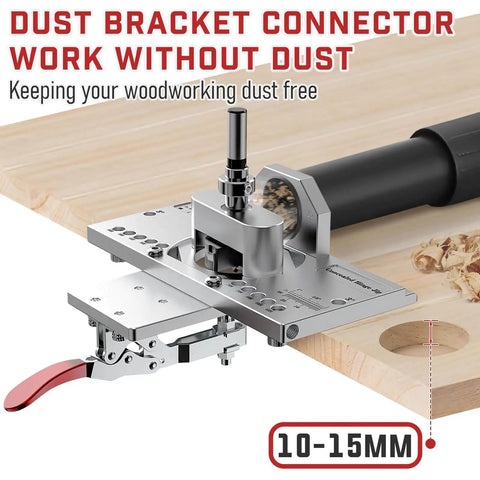35mm Concealed Door Hinge Jig For Cabinets With Quick Clamp And Dust Vacuum Adapter features metal construction for woodworking