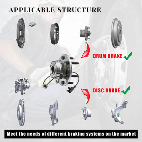 Front Wheel Bearing Hubs Assembly Set For 2007-2014 Chevy Cadillac GMC Trucks And SUVs, 6 Lug, 4WD Or AWD, With ABS, Pair