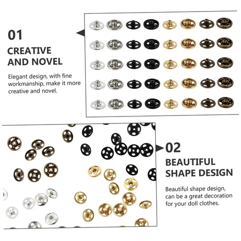 40 Pieces Miniature Metal Snap Fasteners for Doll Clothes and Craft Projects Decorative Buttons for Sewing and DIY