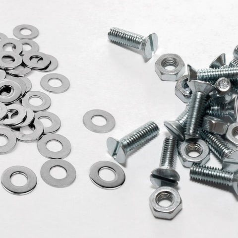 Stainless flat washers and screws set; 25 pcs, 5/16 in ID, 11/16 in OD; 18-8 (304) stainless; Amazon.