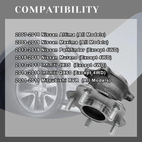 Rear Wheel Bearing Hub Assembly 512388 Replacement Fits 2007-2018 Nissan Altima list with part image