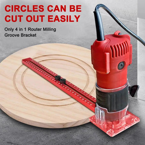 4 In 1 Router Milling Groove Bracket Kit With Aluminum Alloy Circle Cutting Jig For Cabinet Projects, round wood cutting setup