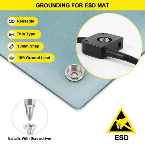 ESD Mat Anti Static Grounding Kit with grounding plug, snap kit, 15 ft cord, Workstations Setup, Navy Blue wristband