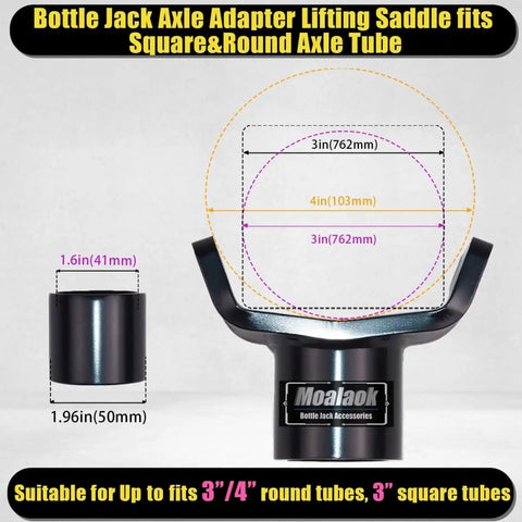 Beefy Heavy Duty Bottle Jack Adapter For 12 Ton And 20 Ton Jacks, Fits 3 Inch Round Tubes, 4 Inch Round Tubes, 3 Inch Square Tubes