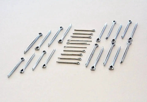 Assorted cotter pins from 555 Piece Cotter Pin Assortment In Spring Steel With Zinc Plating Includes One Sixteenth Inch By One Inch Pins