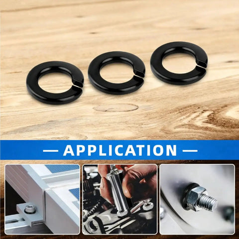 Lock Washer Set For Industrial And Home Use 100 Pieces Quarter Inch Spring Lock Washers 304 Stainless Steel 18 8 Black Finish