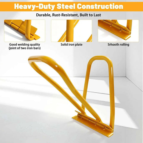 HTSL25E2 Roof Eaves Seam Bender yellow tool in heavy-duty steel construction displaying solid iron plate and smooth rolling feature
