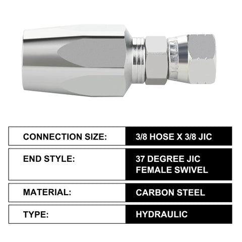 Two Pack Three Eighths Inch Reusable Hydraulic Fittings For Three Eighths Inch Inner Diameter Single Wire Hydraulic Hose Repair Kit