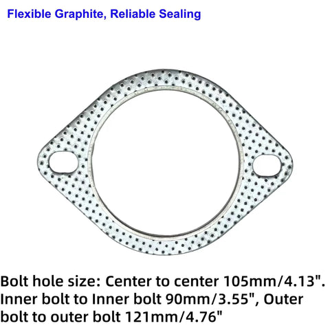 Exhaust gasket, 3 inch, two-bolt flange, flexible graphite seal.