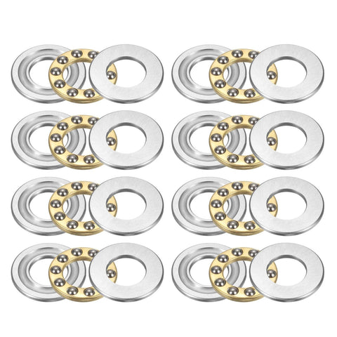 Eight F10-20M thrust ball bearings with washers, 10x20x5.5 mm, chrome steel, single direction