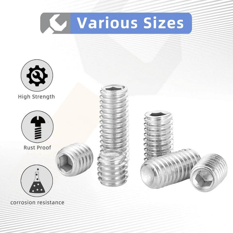Cup Point Socket Set Screws 5/16-18 By 1/2 Inch Internal Hex Drive 304 Stainless Steel Grub Screws With Hex Wrenches 20 Piece Set