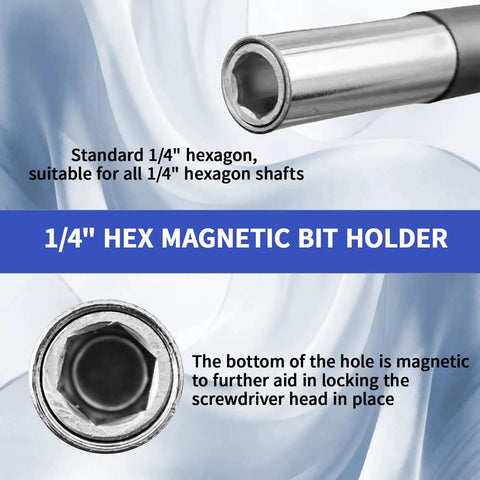 Magnetic 1/4-inch hex drill extension bit holder