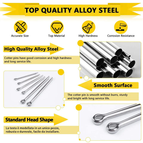 410 Piece Cotter Pins Assortment Kit Pro Grade With 6 Sizes Zinc Plated Carbon Steel Hairpin Cotter Pins For Automotive Axles Trailer Hitches And Tractors With Rust Resistant Finish