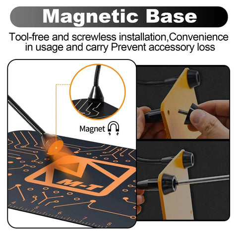 Helping Hands Soldering Station With Magnetic Third Hand Tool and 5X Magnifying Glass, 13x9 Inch Non Slip Steel Weighted Base emphasis on magnetic base and screwless design
