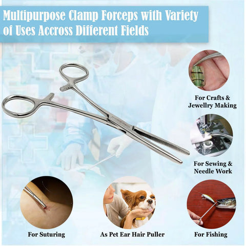 Hemostat forceps, 6.25-inch straight stainless steel, autoclaveable heavy-duty clamp by Amazon BISS.