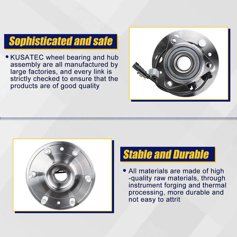 Front Wheel Bearing And Hub Assembly With ABS For Chevy Silverado 1500 2014 2019 Suburban Tahoe GMC Yukon 1500 2014 2019 Cadillac Escalade XTS 2015 2019 6 Lug Bolts Included Premium Quality Replacement For A Smooth Quiet Ride, front view